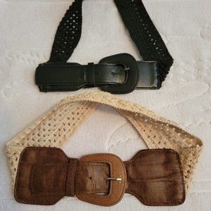 WOVEN BELTS WITH LEATHER FASTENERS